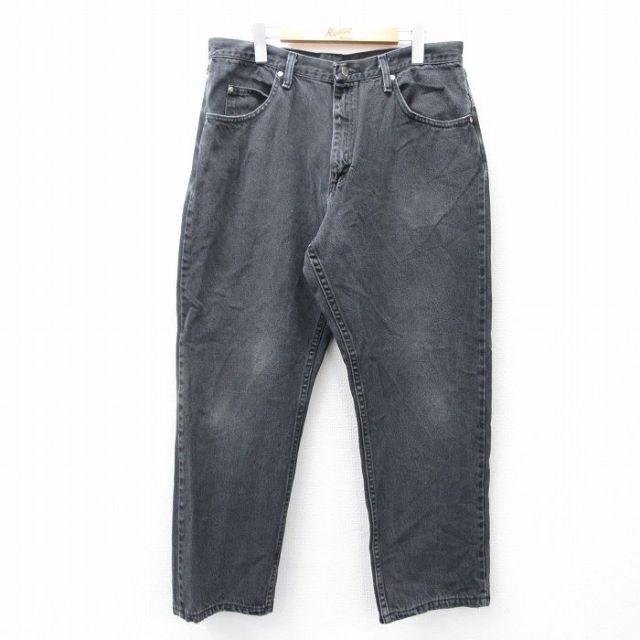 W36★古着 ラングラー Wrangler ジーンズ メンズ コットン 黒 ブラック デニム 25sep17 中古 ボトムス ジーパン Gパン ロング パンツ