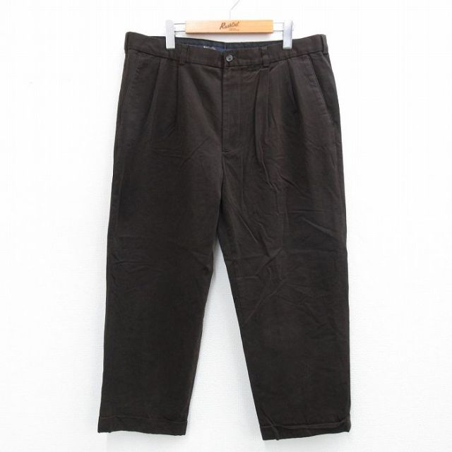【20%OFF】W37★古着 ブルックスブラザーズ BROOKS BROTHERS パンツ メンズ 00年代 00s コットン 濃茶系 ブラウン 25sep18 中古 ボトムス ロング