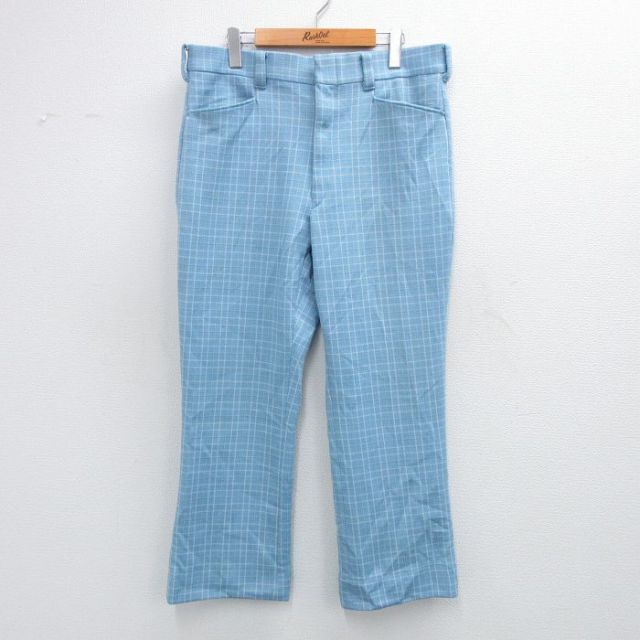 シアーズ 80s パンツ チェック ネイビー W37 | 古着