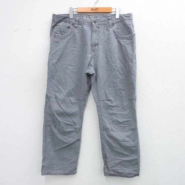 W36★古着 エディーバウアー パンツ メンズ ダック地 コットン グレー 25sep19 中古 ボトムス ロング