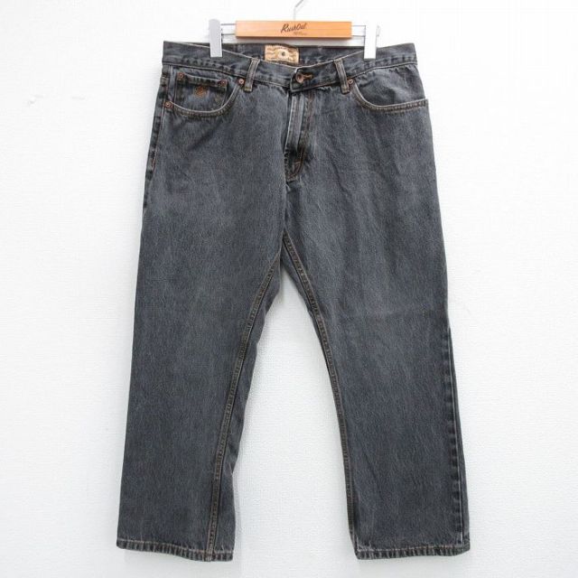 W36★古着 ROCAWEAR ジーンズ メンズ 黒 ブラック デニム 【spe】 25sep19 中古 ボトムス ジーパン Gパン ロング パンツ