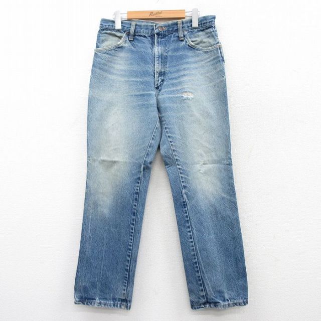 W32★古着 ラスラー ジーンズ メンズ 80年代 80s ヒゲ USA製 タロン 紺 ネイビー デニム 25sep19 中古 ボトムス ジーパン Gパン ロング パンツ