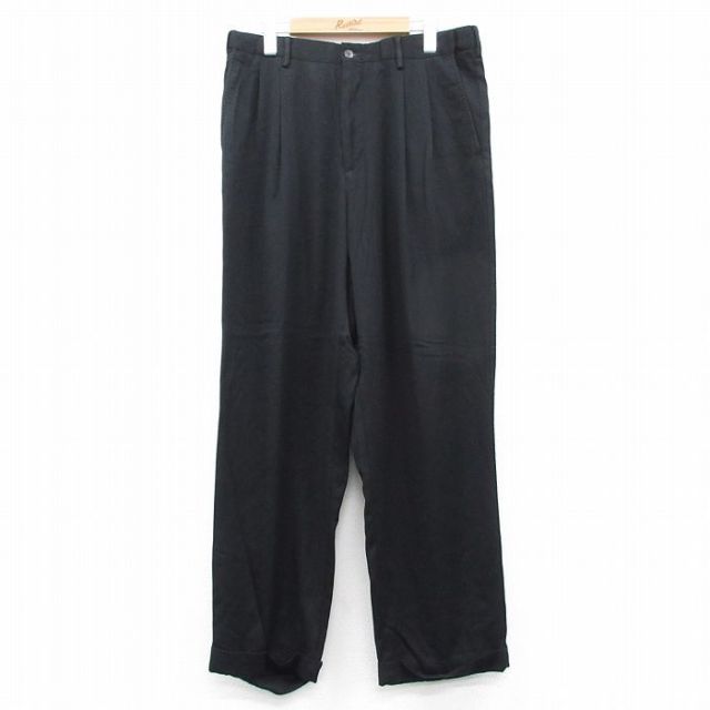 W32★古着 バンヒューセン パンツ メンズ 80年代 80s タロン 黒 ブラック 25sep19 中古 ボトムス ロング