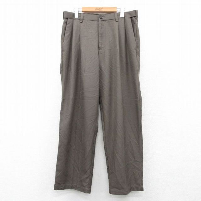 W34★古着 HAGGAR パンツ メンズ 茶系 ブラウン 25sep19 中古 ボトムス ロング