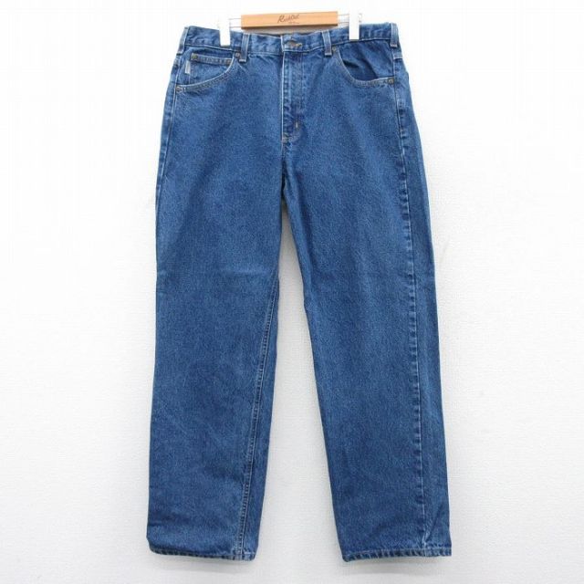 W35★古着 カーハート Carhartt ジーンズ メンズ コットン 紺 ネイビー デニム 25sep19 中古 ボトムス ジーパン Gパン ロング パンツ