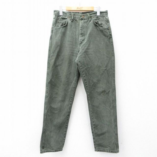 【20%OFF】W32★古着 ラングラー Wrangler ジーンズ メンズ 90年代 90s コットン USA製 濃緑 グリーン デニム 【spe】 25sep20 中古 ボトムス ジーパン Gパン ロング パンツ
