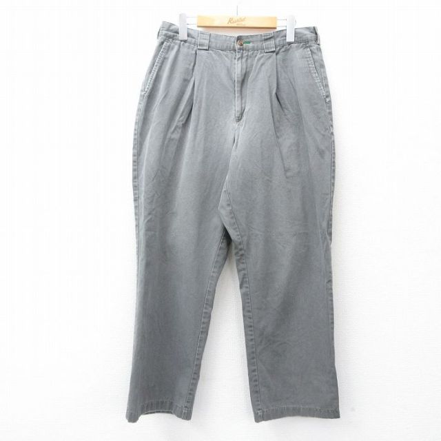 W34★古着 トミーヒルフィガー TOMMY HILFIGER ブランド パンツ メンズ ダック地 コットン グレー 25sep20 中古 ボトムス ロング