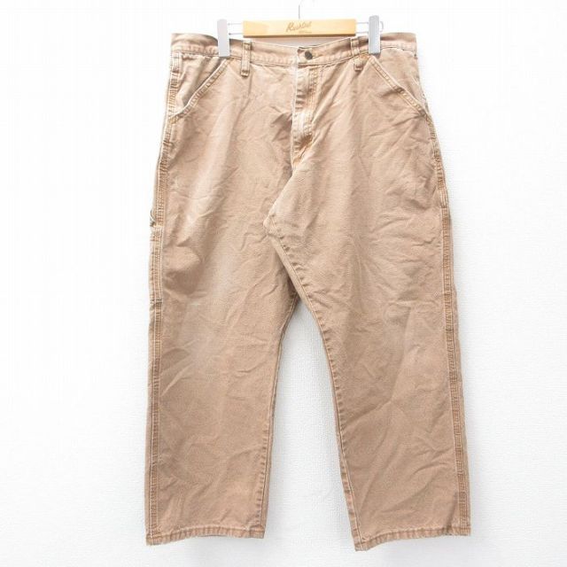 W36★古着 ラスラー ペインター パンツ メンズ ダック地 コットン ベージュ系 カーキ 25sep20 中古 ボトムス ロング