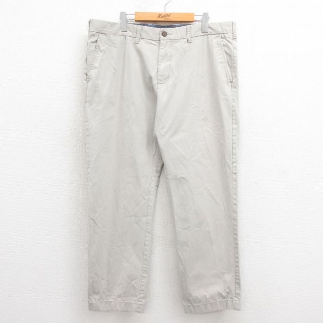 W39★古着 トミーヒルフィガー TOMMY HILFIGER ブランド パンツ メンズ ワンポイントロゴ コットン 薄ベージュ カーキ 25sep20 中古 ボトムス ロング