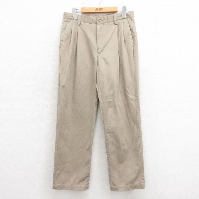 W30★古着 パンツ メンズ コットン ベージュ カーキ 25sep20 中古 ボトムス ロング
