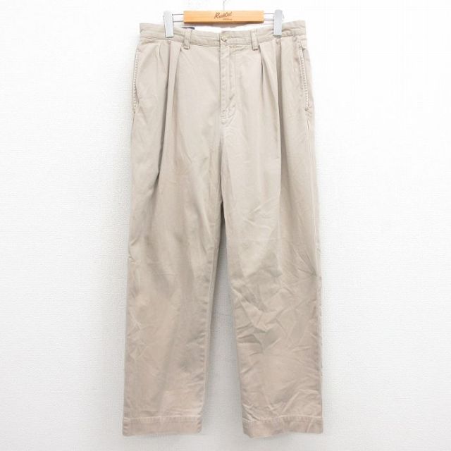 W33★古着 ラルフローレン Ralph Lauren ブランド チノ パンツ チノパン メンズ 90年代 90s ANDREW コットン ベージュ カーキ 【spe】 25sep20 中古 ボトムス ロング