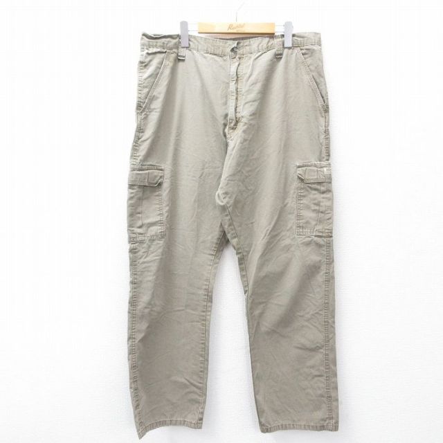 【20%OFF】W38★古着 ラングラー Wrangler カーゴ パンツ メンズ リップストップ コットン ベージュ カーキ 25sep22 中古 ボトムス ロング