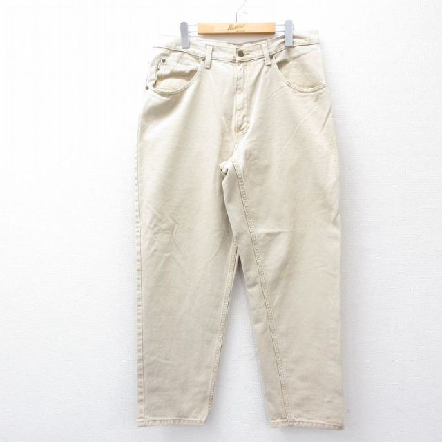 W34★古着 エルエルビーン LLBEAN ジーンズ メンズ 00年代 00s テーパード コットン 薄ベージュ カーキ デニム 25sep22 中古 ボトムス ジーパン Gパン ロング パンツ