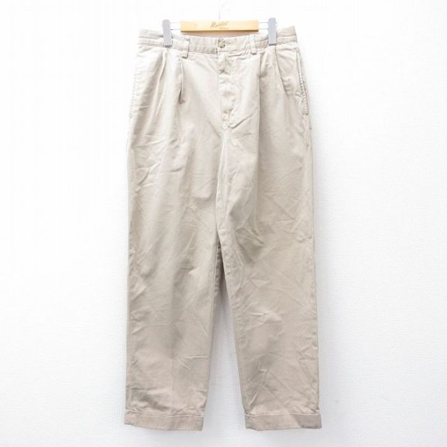 W32★古着 ラルフローレン Ralph Lauren ブランド チノ パンツ チノパン メンズ 90年代 90s コットン 薄ベージュ カーキ 25sep22 中古 ボトムス ロング