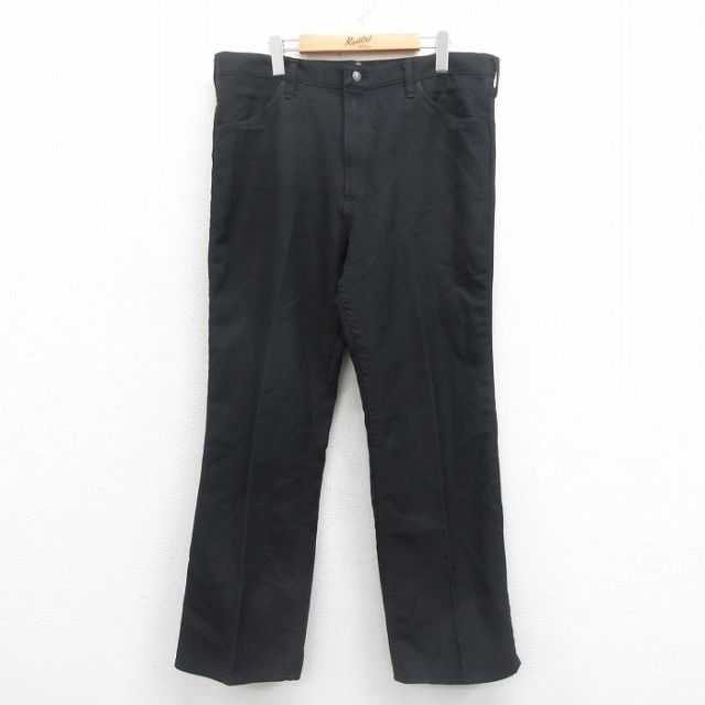 W37★古着 ラングラー Wrangler ランチャー パンツ メンズ 90年代 90s USA製 黒 ブラック 【spe】 25sep22 中古 ボトムス ロング