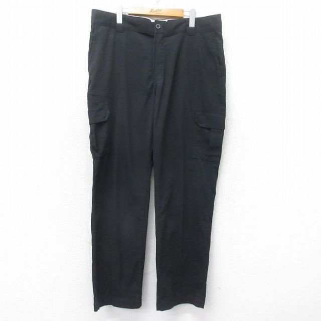 W38★古着 ディッキーズ Dickies ワーク カーゴ パンツ メンズ 黒 ブラック 25sep24 中古 ボトムス ロング
