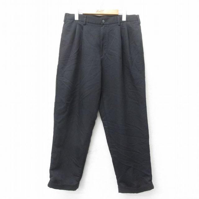 【20%OFF】W34★古着 パンツ メンズ 黒 ブラック 25sep24 中古 ボトムス ロング