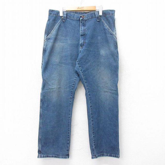 W36★古着 ラングラー Wrangler ペインター パンツ メンズ 紺 ネイビー デニム 25sep24 中古 ボトムス ロング