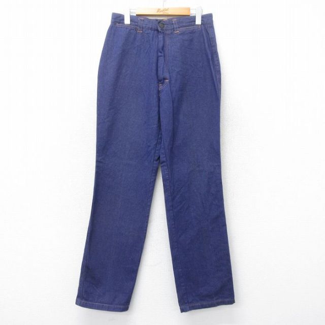 【50%OFF】W30★古着 ジーンズ メンズ 80年代 80s コットン 紺 ネイビー デニム 25sep24 中古 ボトムス ジーパン Gパン ロング パンツ