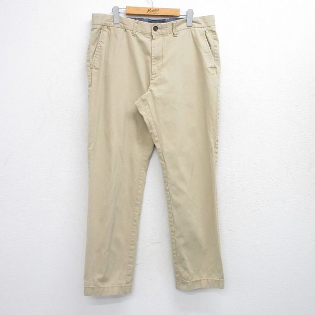 W36★古着 トミーヒルフィガー TOMMY HILFIGER ブランド パンツ メンズ コットン ベージュ カーキ 25sep25 中古 ボトムス ロング