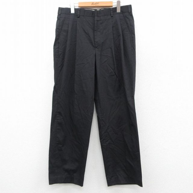 W34★古着 ワーク パンツ メンズ 80年代 80s USA製 タロン 黒 ブラック 25sep25 中古 ボトムス ロング