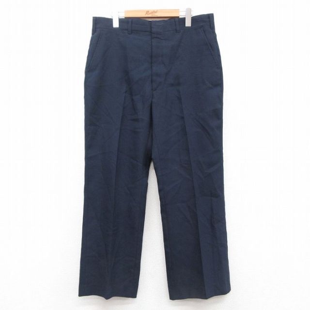 W36★古着 HAGGAR スラックス パンツ メンズ 80年代 80s USA製 紺 ネイビー 25sep26 中古 ボトムス ロング