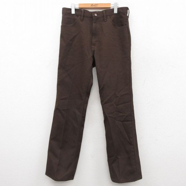W33★古着 ラングラー Wrangler ランチャー パンツ メンズ 茶 ブラウン 25sep26 中古 ボトムス ロング