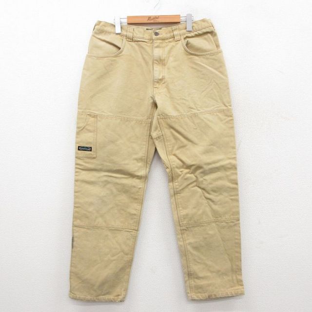 W36★古着 Arborwear パンツ メンズ ダブルニー ダック地 コットン ベージュ カーキ 【spe】 25sep26 中古 ボトムス ロング