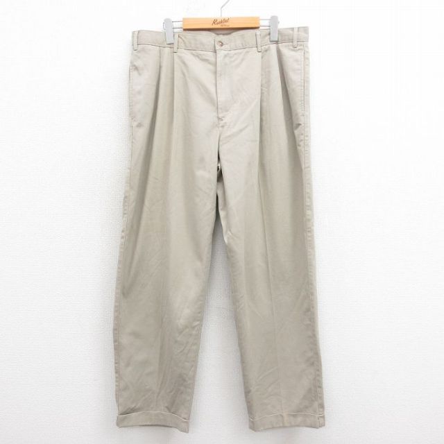 W36★古着 パンツ メンズ コットン ベージュ カーキ 25sep26 中古 ボトムス ロング