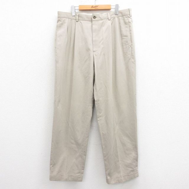 W37★古着 ブルックスブラザーズ BROOKS BROTHERS ブランド パンツ メンズ 00年代 00s コットン ベージュ カーキ 25sep26 中古 ボトムス ロング