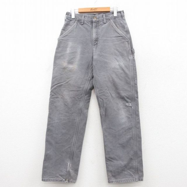 【20%OFF】W29★古着 カーハート Carhartt ペインター パンツ メンズ ダック地 コットン グレー 内側フランネル 25sep27 中古 ボトムス ロング