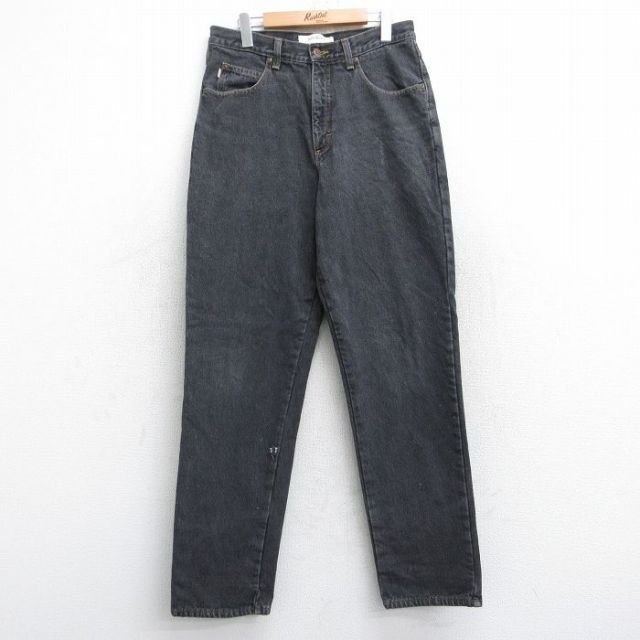 W32★古着 エルエルビーン LLBEAN ジーンズ メンズ コットン 黒 ブラック デニム 内側フランネル 25sep27 中古 ボトムス ジーパン Gパン ロング パンツ
