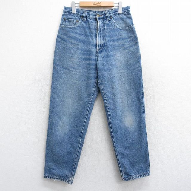 W32★古着 ウールリッチ WOOLRICH ジーンズ メンズ ヒゲ テーパード 紺 ネイビー デニム 内側フランネル 【spe】 25sep27 中古 ボトムス ジーパン Gパン ロング パンツ