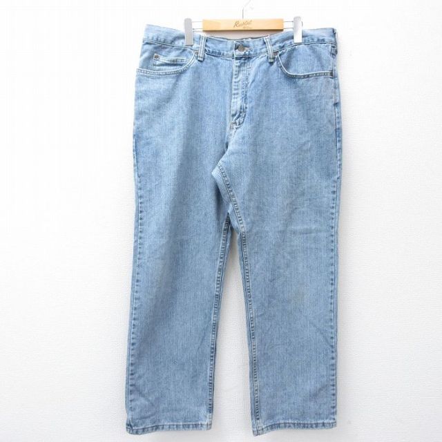 W38★古着 リー Lee ジーンズ メンズ コットン 紺 ネイビー デニム 25sep27 中古 ボトムス ジーパン Gパン ロング パンツ