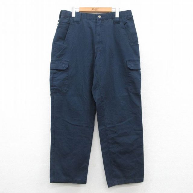 W35★古着 WEAR GUARD カーゴ パンツ メンズ 紺 ネイビー 25sep27 中古 ボトムス ロング