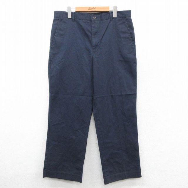 W36★古着 パンツ メンズ 90年代 90s 紺 ネイビー 25sep27 中古 ボトムス ロング