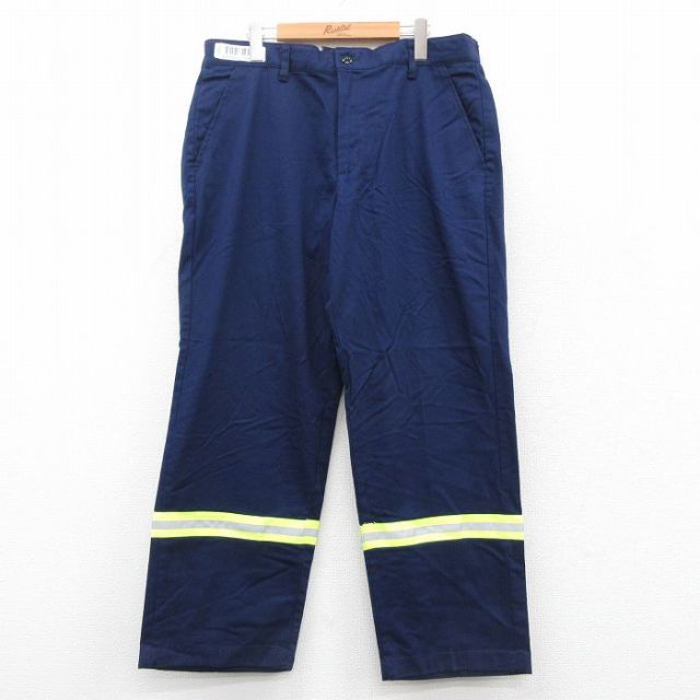 W36★古着 レッドキャップ ワーク パンツ メンズ リフレクター コットン 紺 ネイビー 25sep29 中古 ボトムス ロング