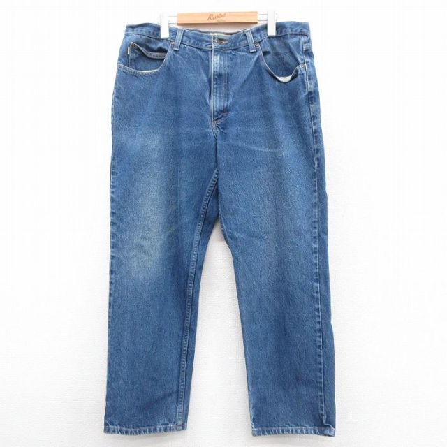 W37★古着 エルエルビーン LLBEAN ジーンズ メンズ 00年代 00s ヒゲ コットン 紺 ネイビー デニム 25oct01 中古 ボトムス ジーパン Gパン ロング パンツ
