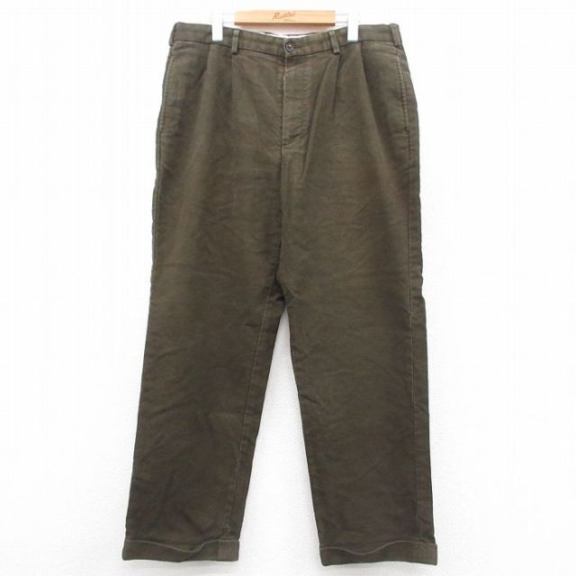 W36★古着 ブルックスブラザーズ BROOKS BROTHERS ブランド パンツ メンズ 00年代 00s コットン 濃緑 グリーン 25oct01 中古 ボトムス ロング