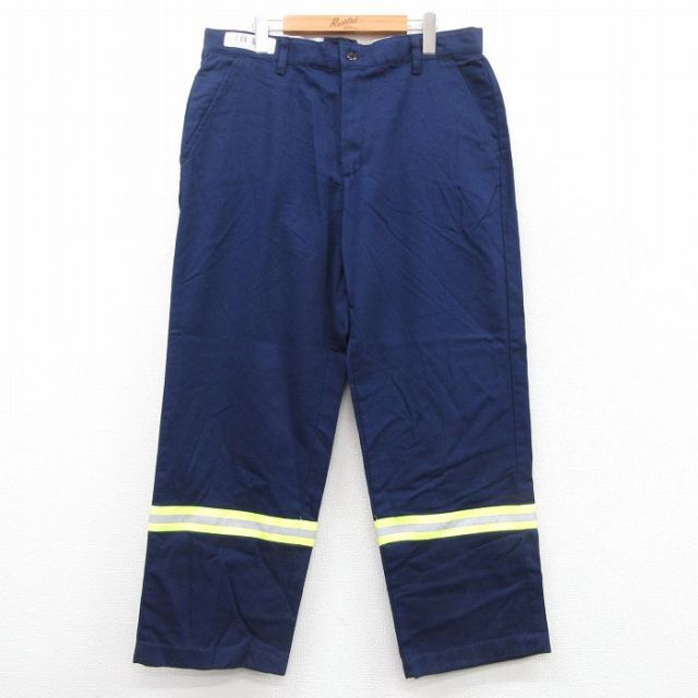 W36★古着 レッドキャップ ワーク パンツ メンズ リフレクター コットン 紺 ネイビー 【spe】 25sep30 中古 ボトムス ロング