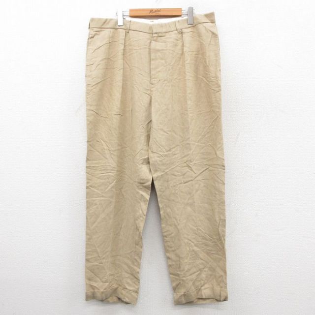 W38★古着 ラルフローレン Ralph Lauren ブランド スラックス パンツ メンズ 90年代 90s リネン ベージュ カーキ 25sep30 中古 ボトムス ロング