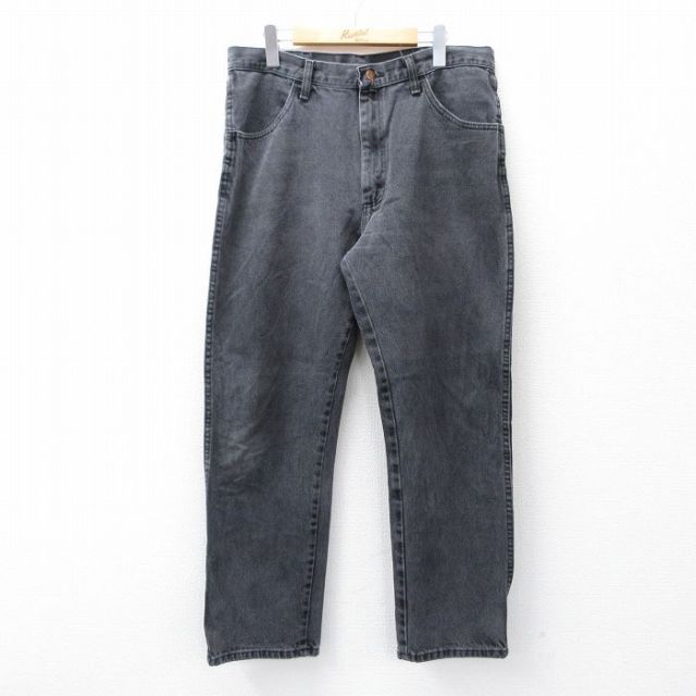 W35★古着 ラスラー ジーンズ メンズ コットン 黒 ブラック デニム 25oct01 中古 ボトムス ジーパン Gパン ロング パンツ