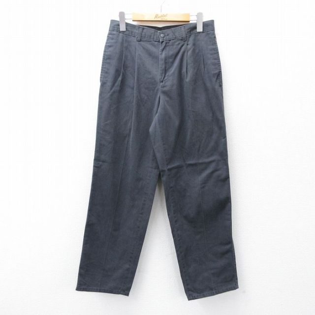 W29★古着 パンツ メンズ コットン 濃グレー 25oct01 中古 ボトムス ロング