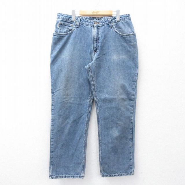 W36★古着 カーハート Carhartt ジーンズ メンズ 紺 ネイビー デニム 25oct01 中古 ボトムス ジーパン Gパン ロング パンツ