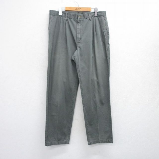 W36★古着 ラングラー Wrangler パンツ メンズ コットン 緑系 グリーン 25oct02 中古 ボトムス ロング