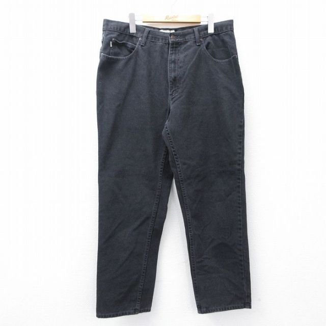 W37★古着 エルエルビーン LLBEAN ジーンズ メンズ 00年代 00s コットン 黒 ブラック デニム 25oct02 中古 ボトムス ジーパン Gパン ロング パンツ