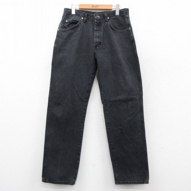 W33★古着 ラングラー Wrangler ジーンズ メンズ 90年代 90s コットン USA製 黒 ブラック デニム 【spe】 25oct02 中古 ボトムス ジーパン Gパン ロング パンツ