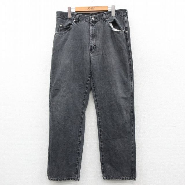 W36★古着 ラングラー Wrangler ジーンズ メンズ 00年代 00s 黒 ブラック デニム 25oct02 中古 ボトムス ジーパン Gパン ロング パンツ