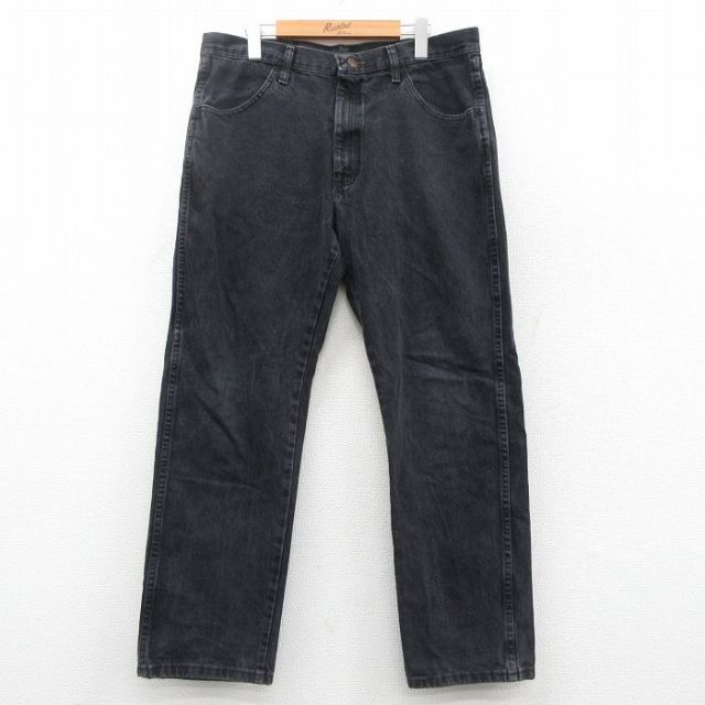 W36★古着 ラスラー ジーンズ メンズ コットン 黒 ブラック デニム 25oct02 中古 ボトムス ジーパン Gパン ロング パンツ