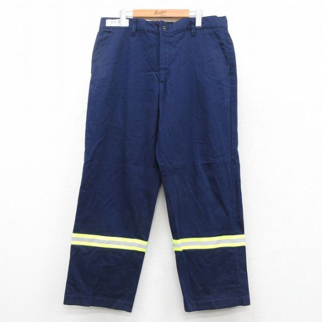 W36★古着 レッドキャップ ワーク パンツ メンズ リフレクター コットン 紺他 ネイビー 25oct03 中古 ボトムス ロング